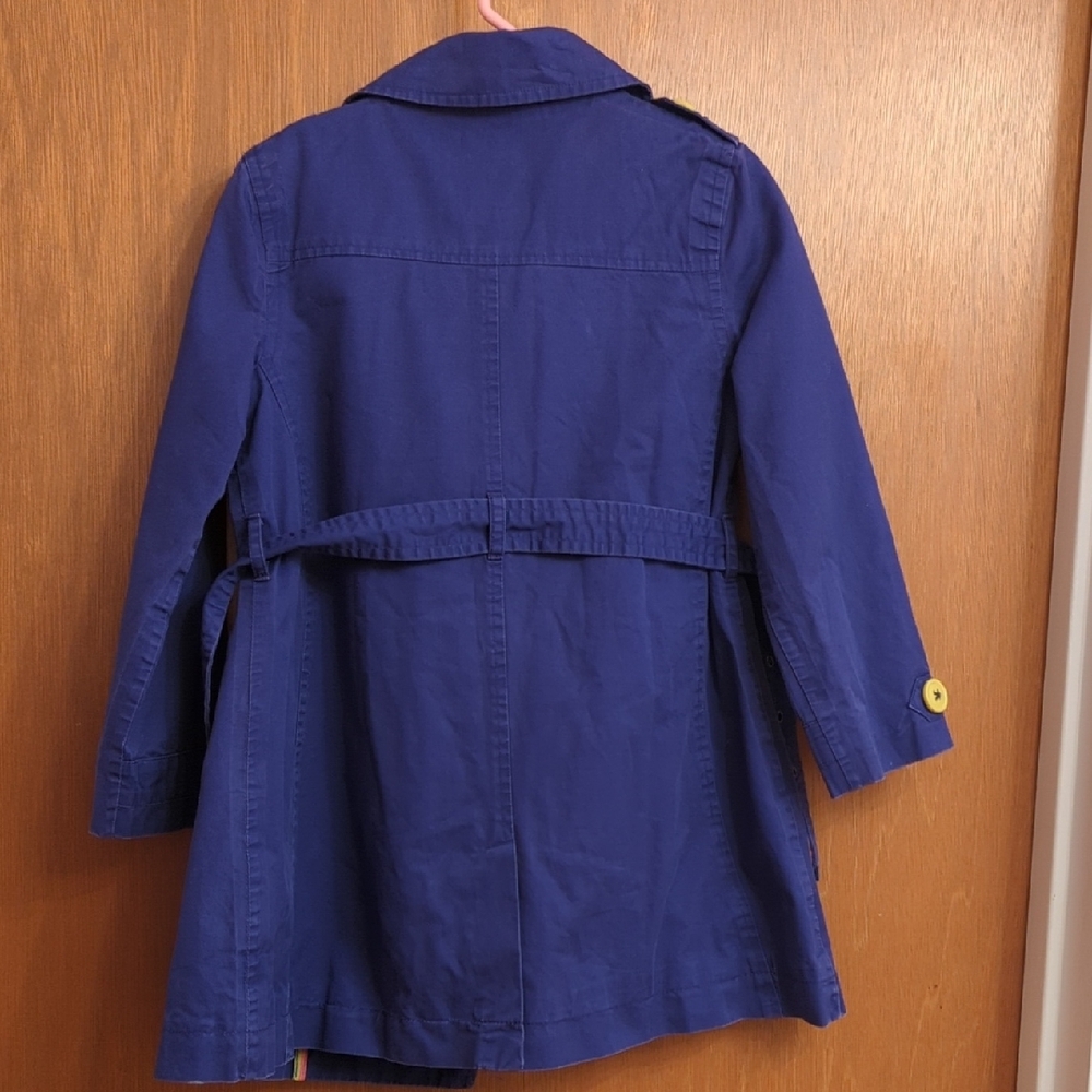 Mini Boden Royal Purple Trenchcoat with Yellow Buttons (Girls' 5-6Y) - Picture 6 of 6